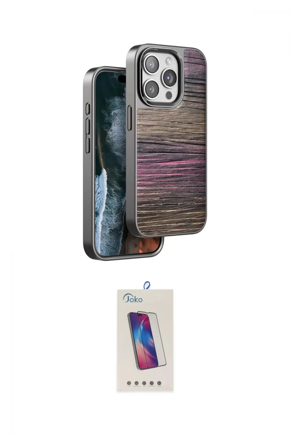 ieg™ iPhone 14 Pro Max Kılıf Atlas Minimal Özel Seri - Siyah Joko 5D Cam