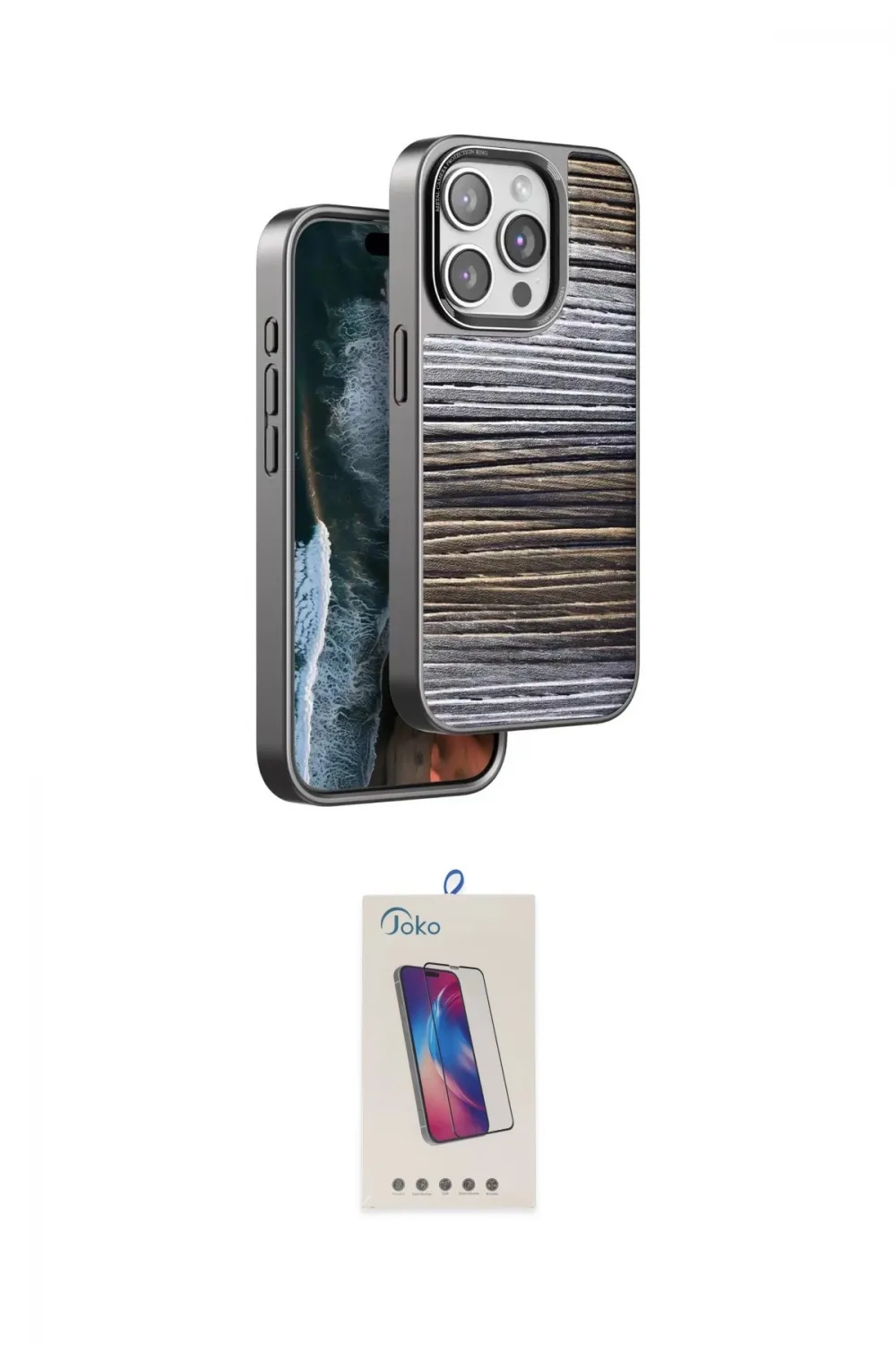 ieg™ iPhone 14 Pro Max Kılıf Atlas Minimal Özel Seri - Siyah Joko 5D Cam