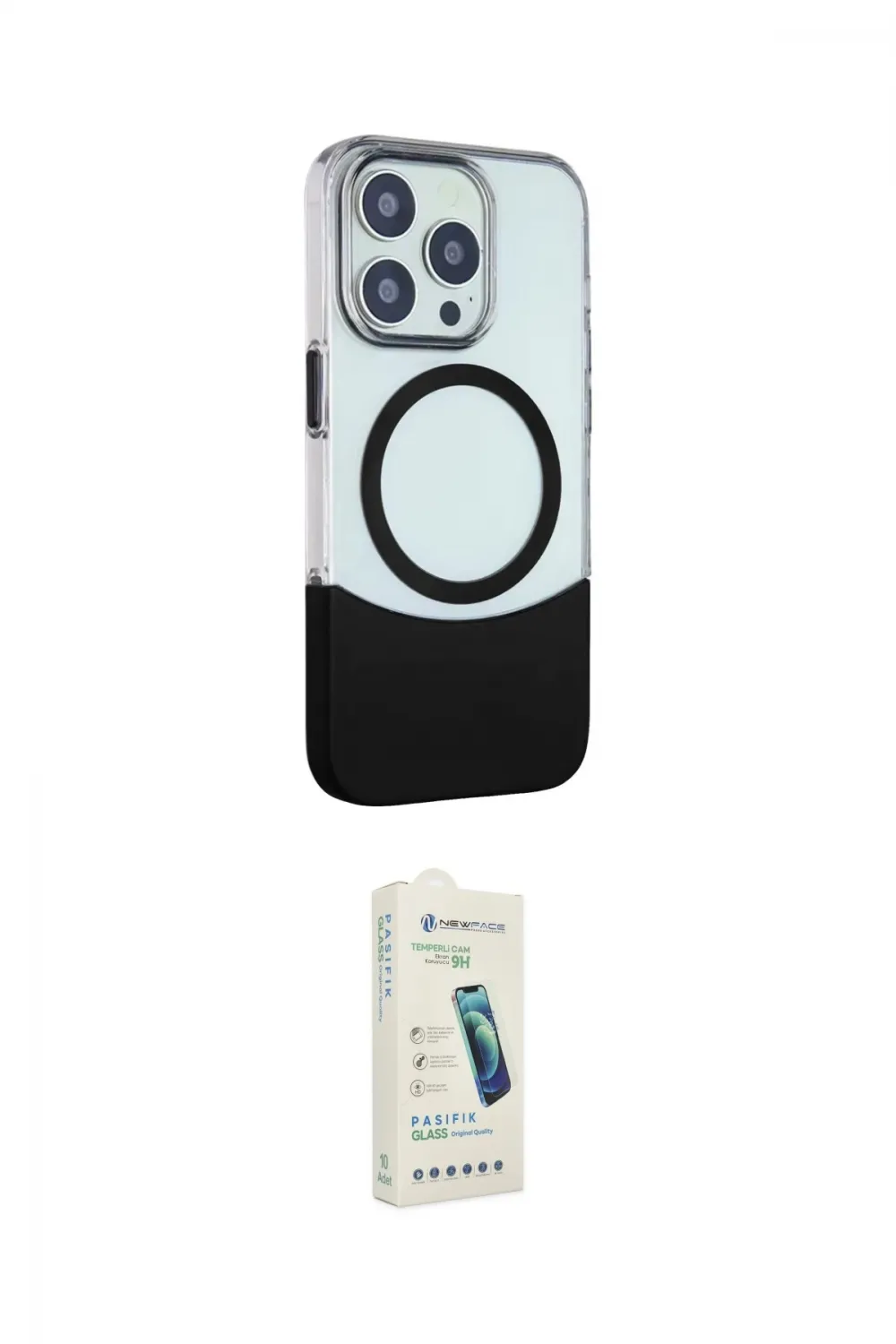 ieg™ iPhone 14 Pro Max Kılıf Çekirdek Asil Özel Seri - Şeffaf Pasifik Cam Ekran Koruyucu
