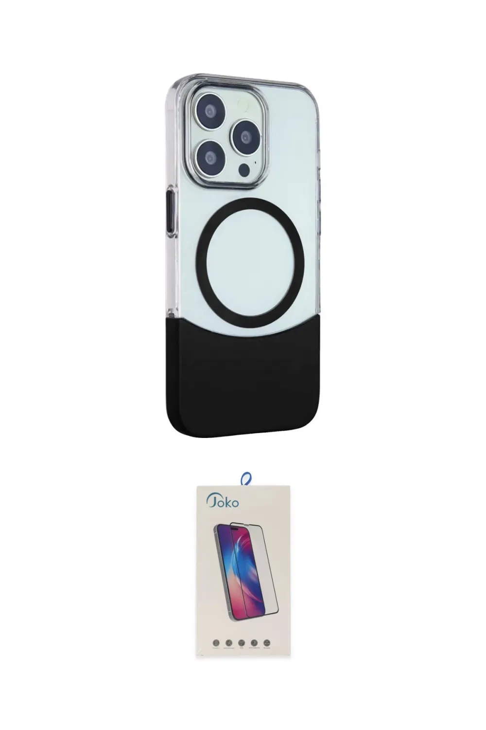 ieg™ iPhone 14 Pro Max Kılıf Çekirdek Asil Özel Seri - Siyah Joko 5D Cam