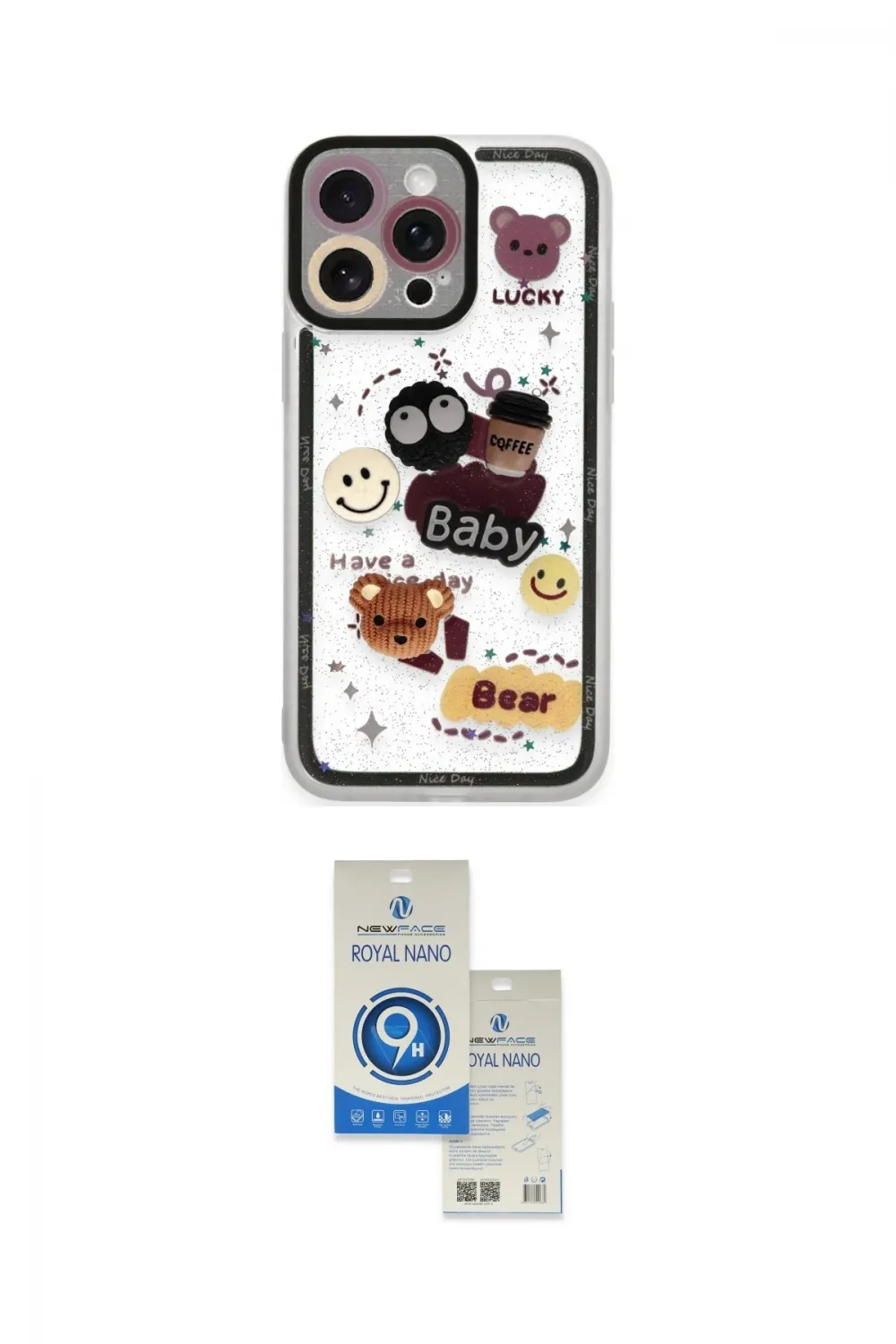 ieg™ iPhone 14 Pro Max Kılıf Çekirdek Asil - Şeffaf Royal Nano Ekran Koruyucu