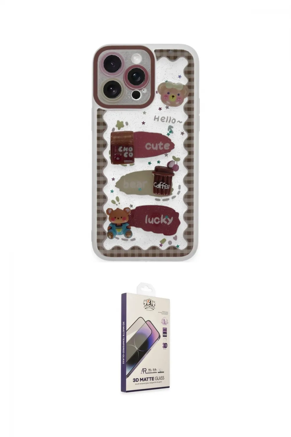ieg™ iPhone 14 Pro Max Kılıf Çekirdek Asil - Siyah Bilvis 3D Mat Cam Ekran Koruyucu