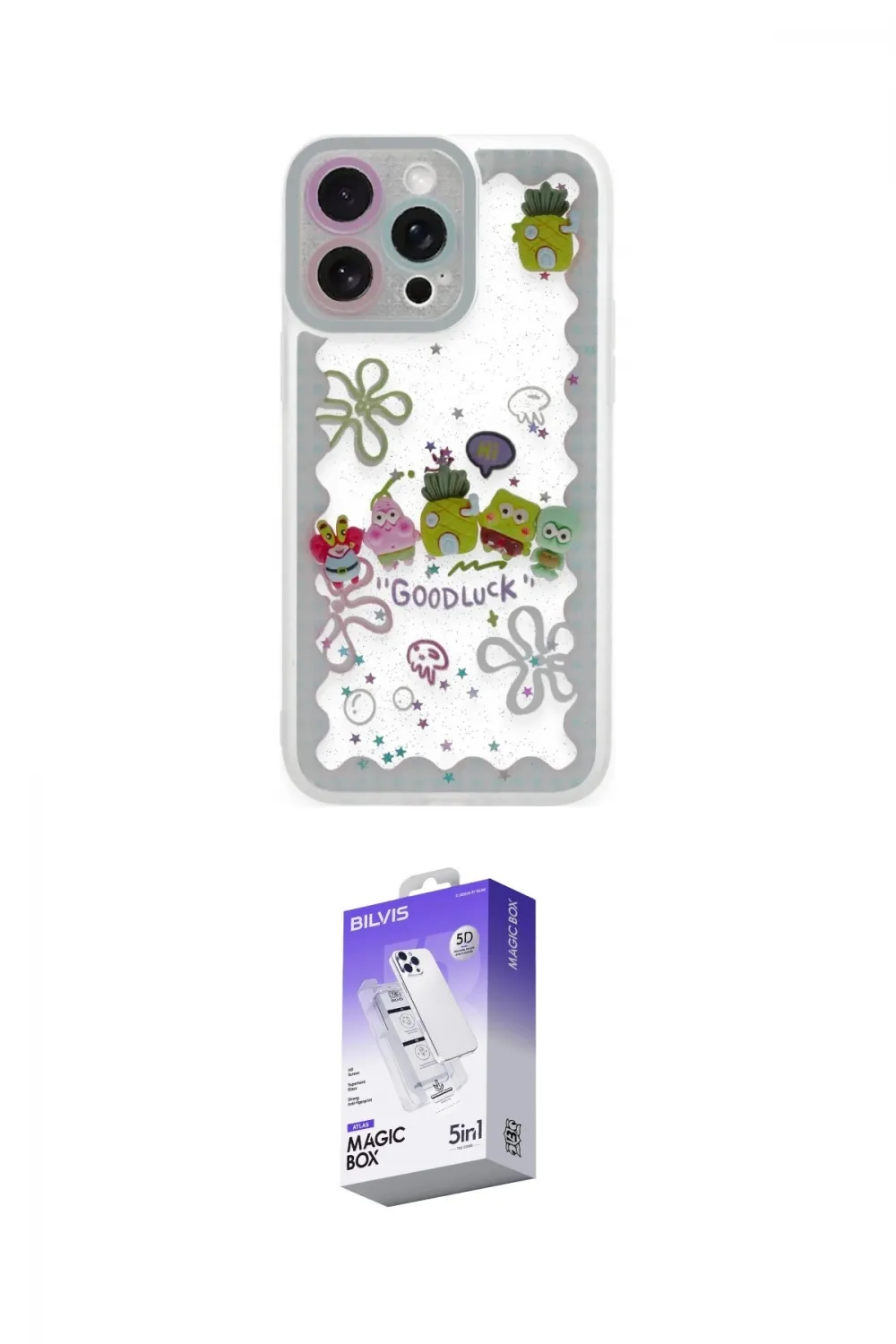 ieg™ iPhone 14 Pro Max Kılıf Çekirdek Asil - Siyah Bilvis 5in1 3D Magic Cam Ekran Koruyucu
