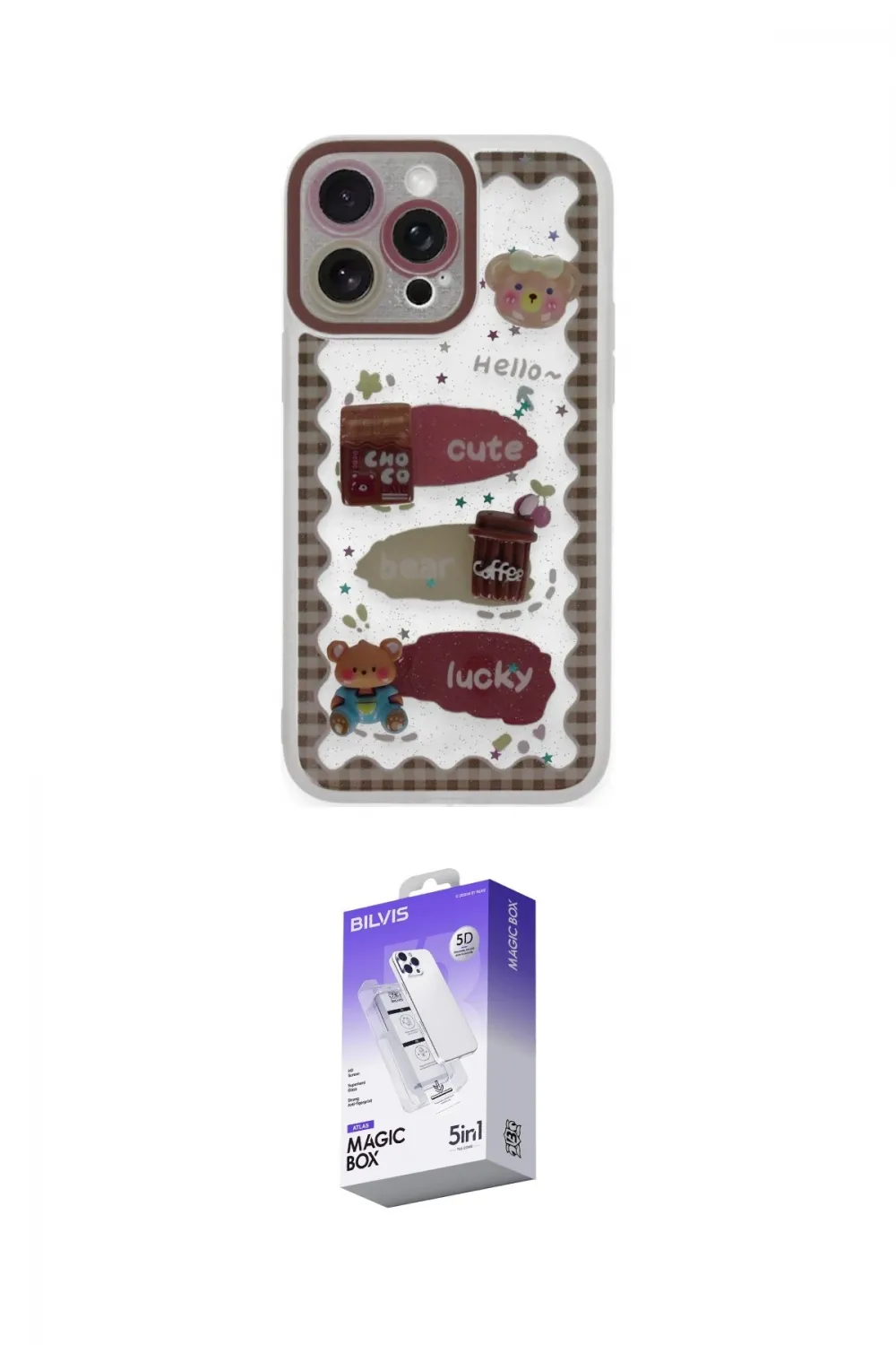 ieg™ iPhone 14 Pro Max Kılıf Çekirdek Asil - Siyah Bilvis 5in1 3D Magic Cam Ekran Koruyucu