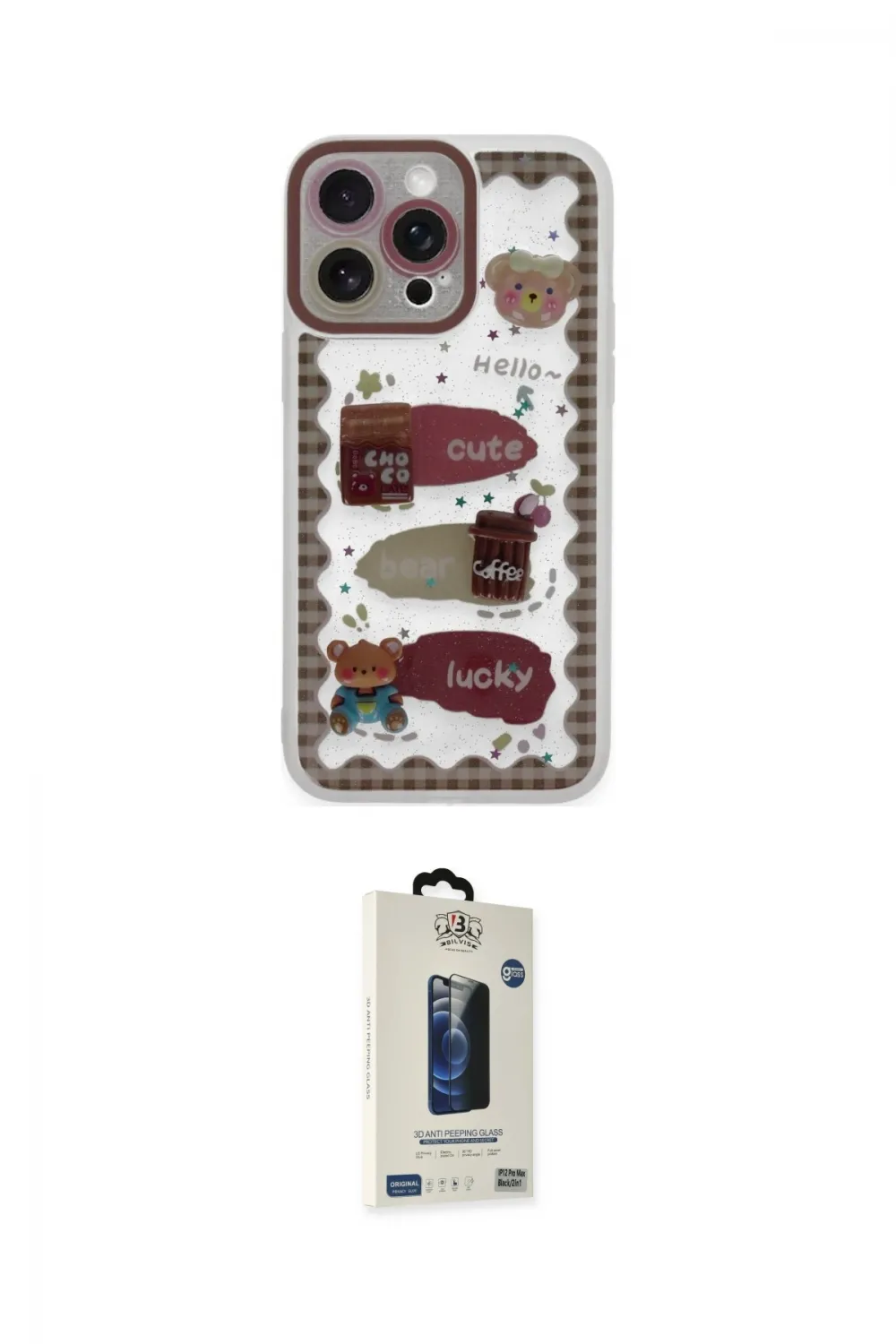 ieg™ iPhone 14 Pro Max Kılıf Çekirdek Asil - Siyah Bilvis Hayalet Cam Ekran Koruyucu