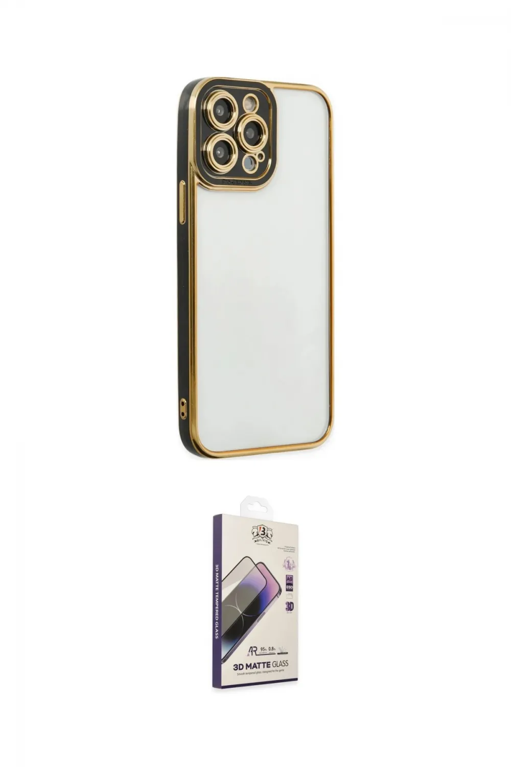 ieg™ iPhone 14 Pro Max Kılıf Çekirdek Klasik Serisi - Siyah Bilvis 3D Mat Cam Ekran Koruyucu