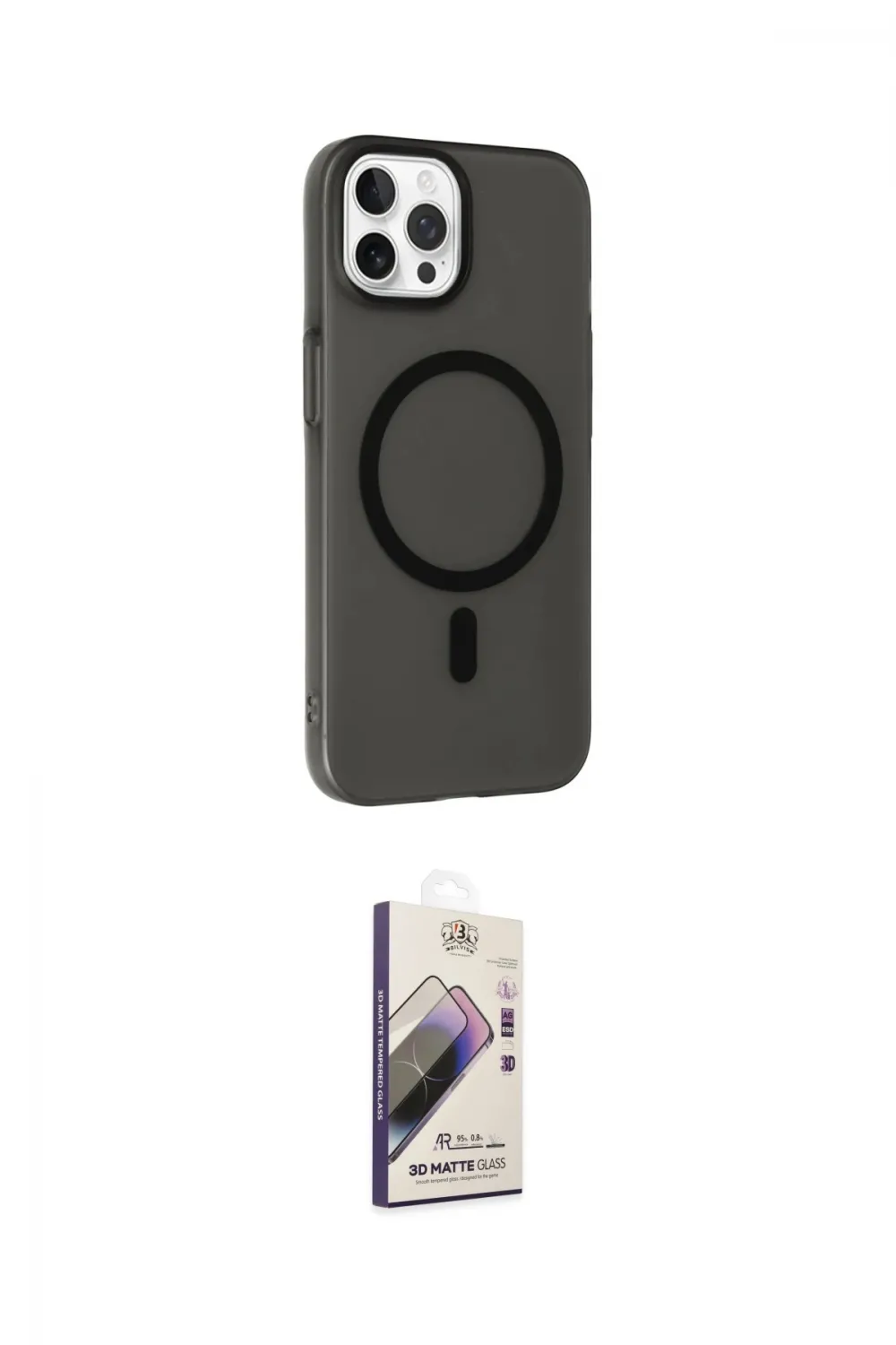 ieg™ iPhone 14 Pro Max Kılıf Çekirdek Modern Prime - Siyah Bilvis 3D Mat Cam Ekran Koruyucu