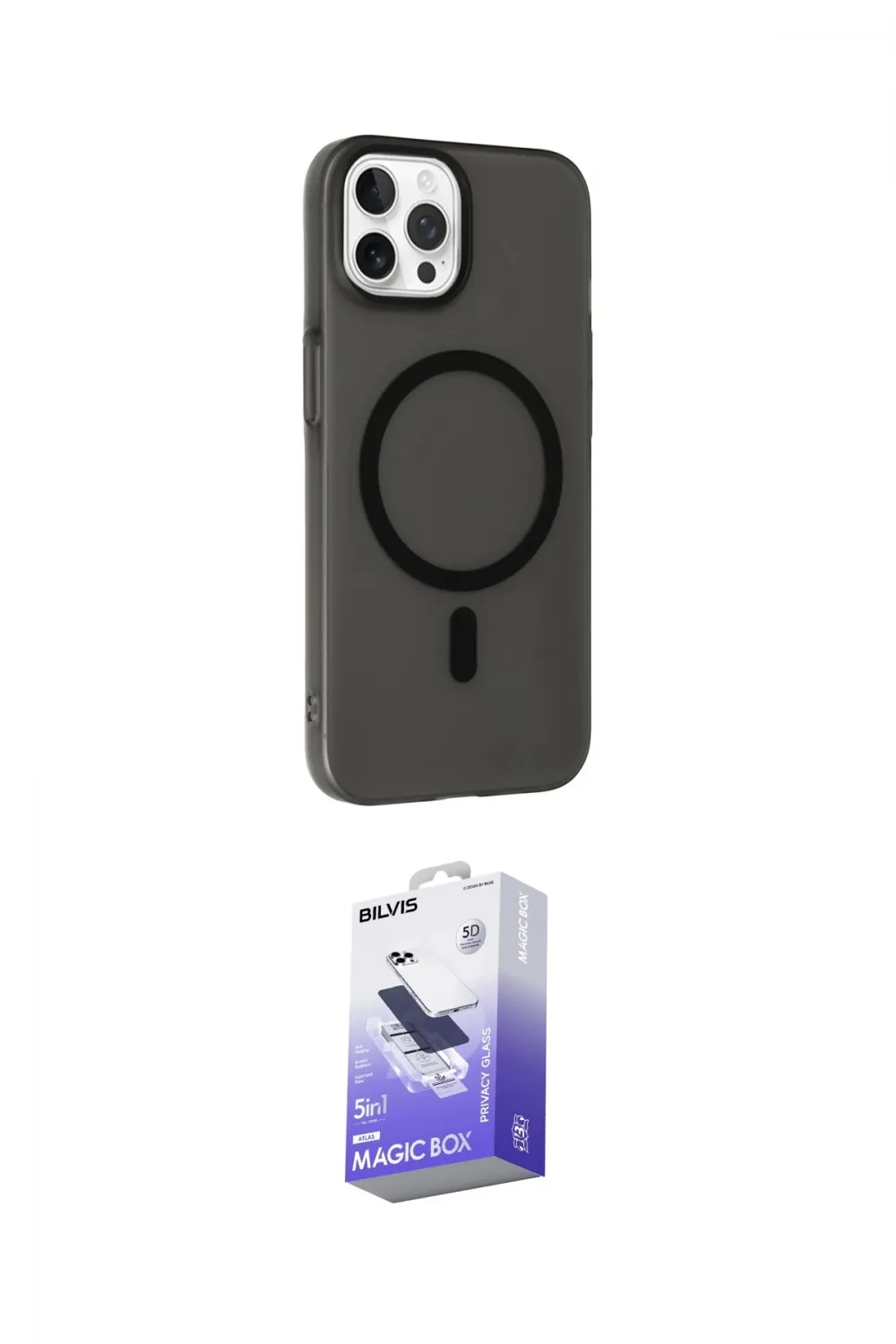 ieg™ iPhone 14 Pro Max Kılıf Çekirdek Modern Prime - Siyah Bilvis 5in1 5D Magic Hayalet Cam Ekran Koruyucu