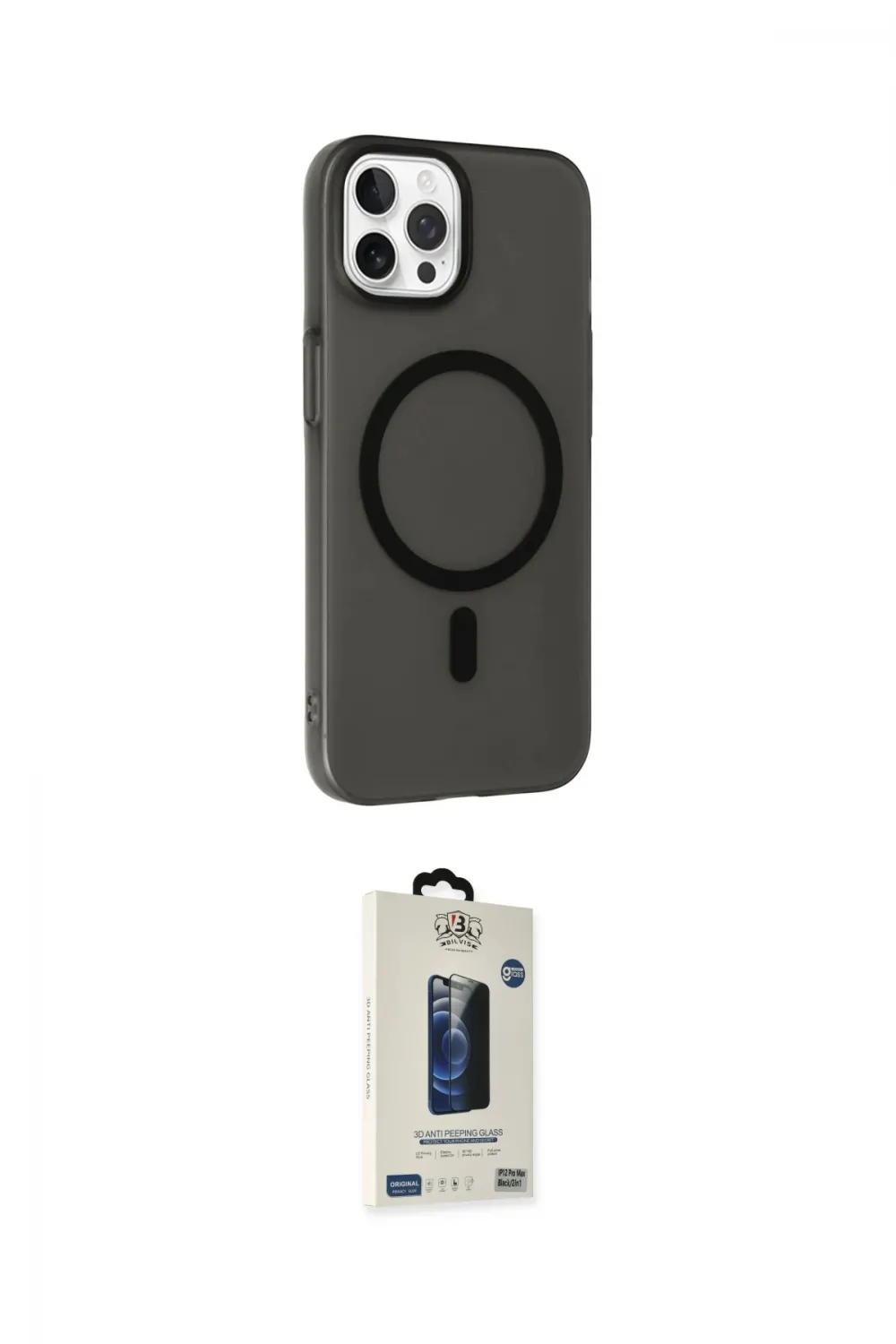 ieg™ iPhone 14 Pro Max Kılıf Çekirdek Modern Prime - Siyah Bilvis Hayalet Cam Ekran Koruyucu