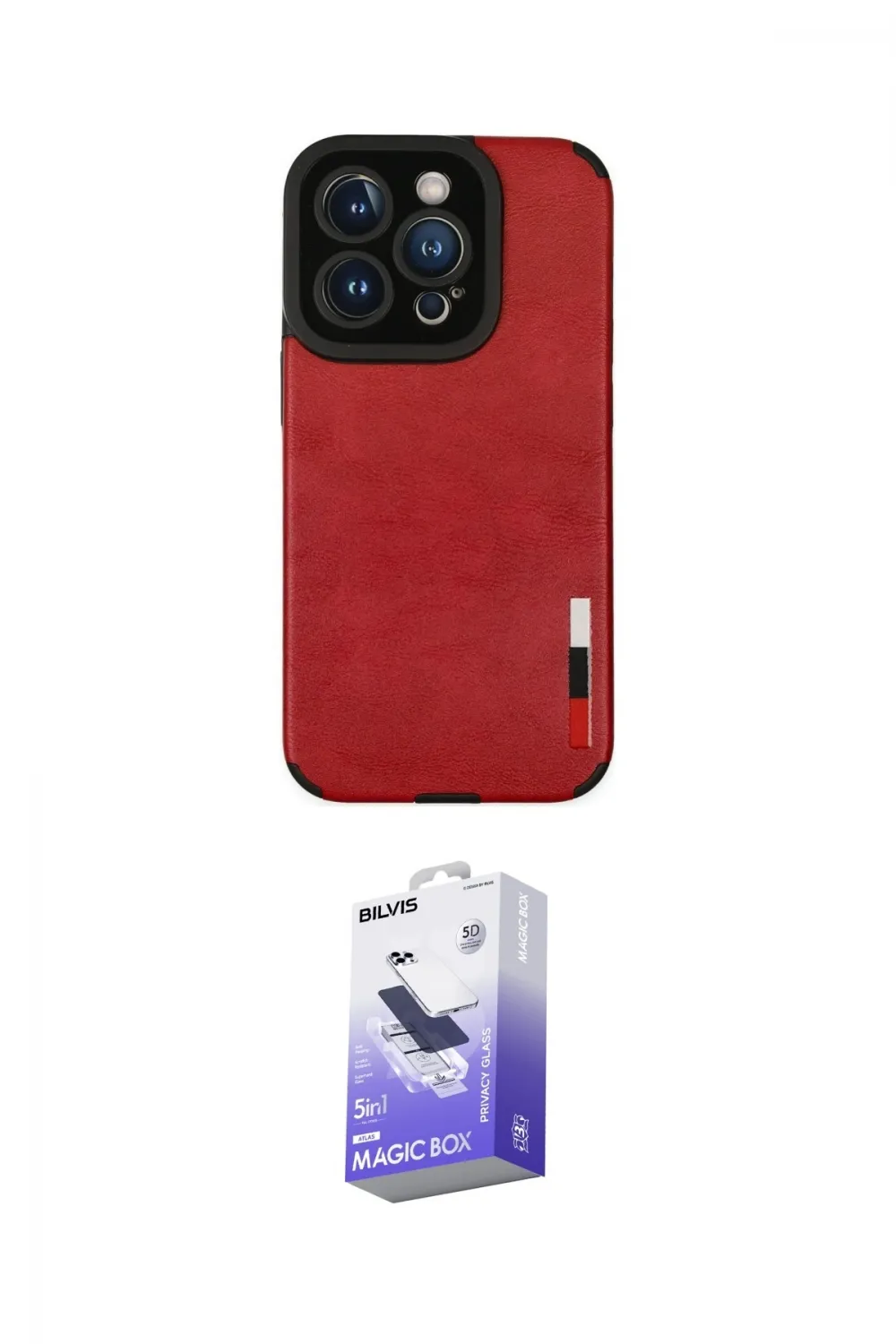 ieg™ iPhone 14 Pro Max Kılıf Doruk Asil Koleksiyonu - Siyah Bilvis 5in1 5D Magic Hayalet Cam Ekran Koruyucu