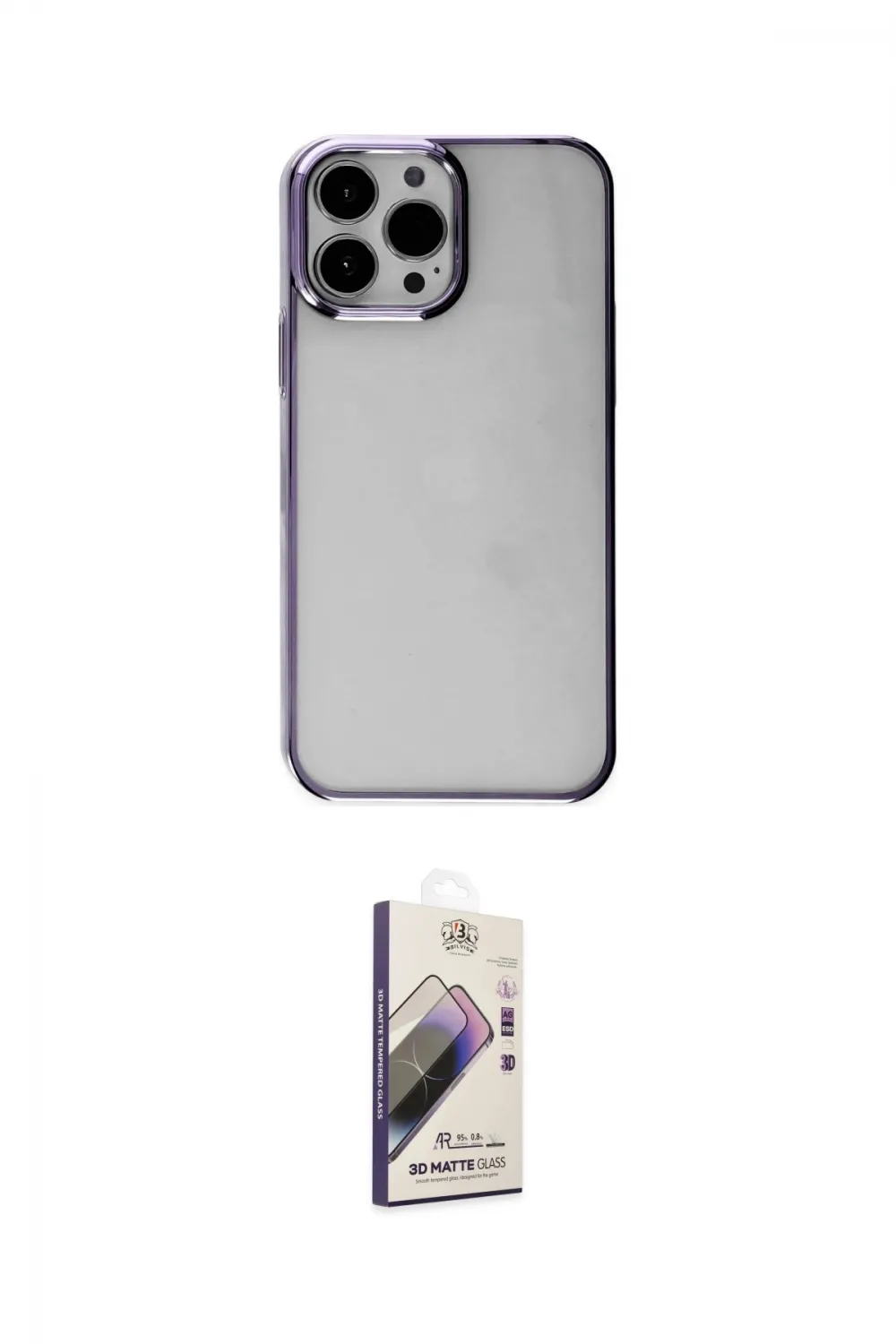 ieg™ iPhone 14 Pro Max Kılıf Doruk Doku Prime - Siyah Bilvis 3D Mat Cam Ekran Koruyucu