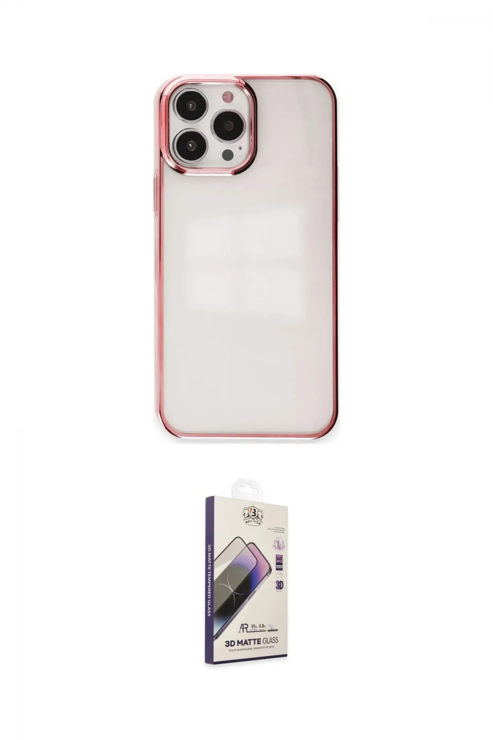 ieg™ iPhone 14 Pro Max Kılıf Doruk Doku Prime - Siyah Bilvis 3D Mat Cam Ekran Koruyucu