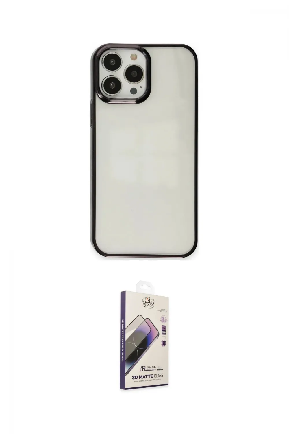 ieg™ iPhone 14 Pro Max Kılıf Doruk Doku Prime - Siyah Bilvis 3D Mat Cam Ekran Koruyucu