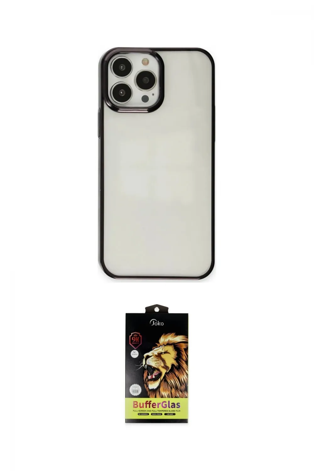 ieg™ iPhone 14 Pro Max Kılıf Doruk Doku Prime - Siyah Buffer Cam Ekran Koruyucu
