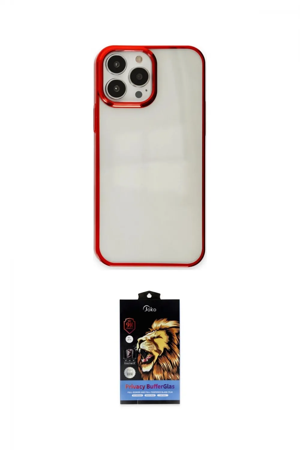 ieg™ iPhone 14 Pro Max Kılıf Doruk Doku Prime - Siyah Buffer Hayalet Cam Ekran Koruyucu