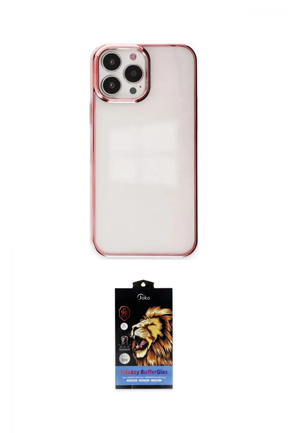 ieg™ iPhone 14 Pro Max Kılıf Doruk Doku Prime - Siyah Buffer Hayalet Cam Ekran Koruyucu