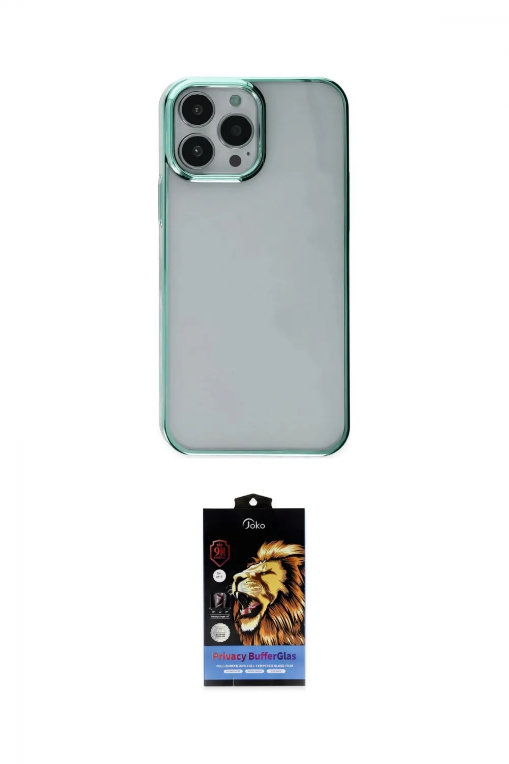 ieg™ iPhone 14 Pro Max Kılıf Doruk Doku Prime - Siyah Buffer Hayalet Cam Ekran Koruyucu