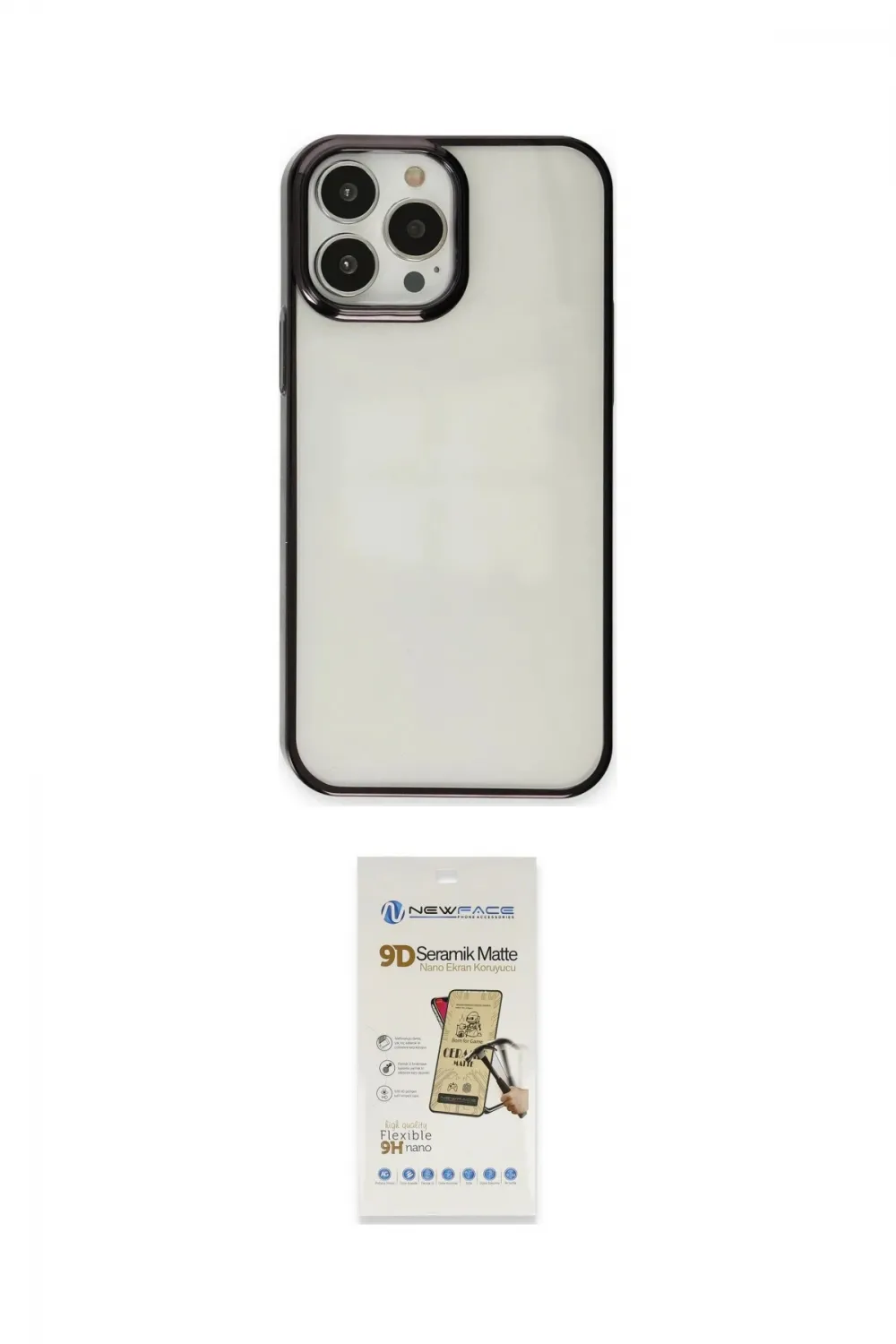 ieg™ iPhone 14 Pro Max Kılıf Doruk Doku Prime - Siyah Mat Seramik Nano Ekran Koruyucu