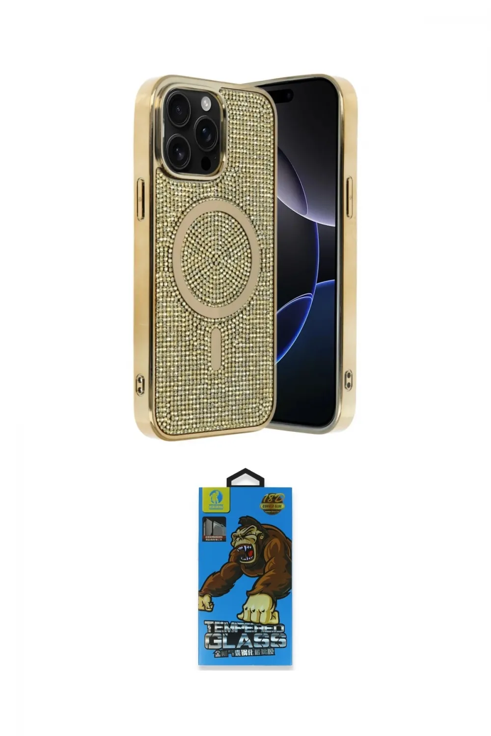 ieg™ iPhone 14 Pro Max Kılıf Eksen Çizgi - Siyah 18D Cam Ekran Koruyucu