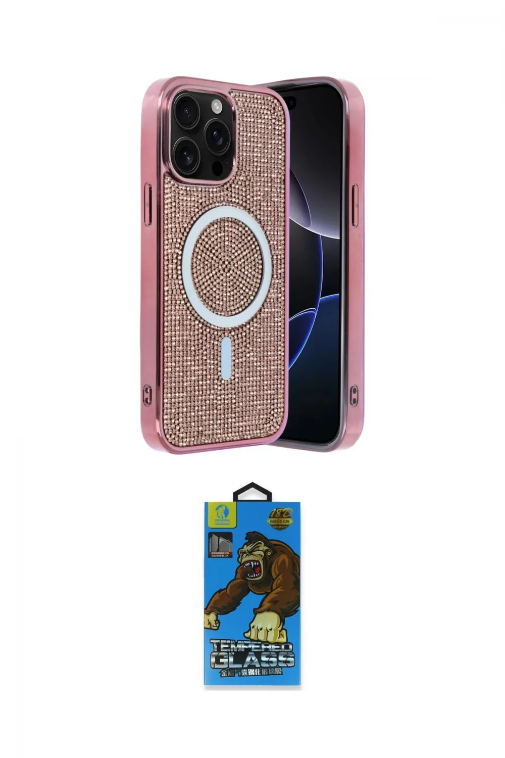 ieg™ iPhone 14 Pro Max Kılıf Eksen Çizgi - Siyah 18D Cam Ekran Koruyucu