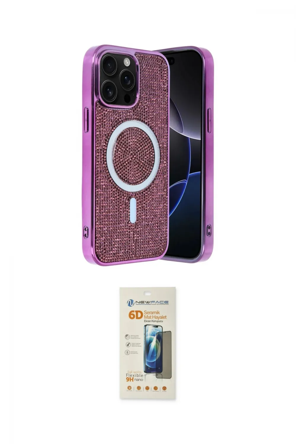 ieg™ iPhone 14 Pro Max Kılıf Eksen Çizgi - Siyah 6D Mat Seramik Hayalet Nano Ekran Koruyucu