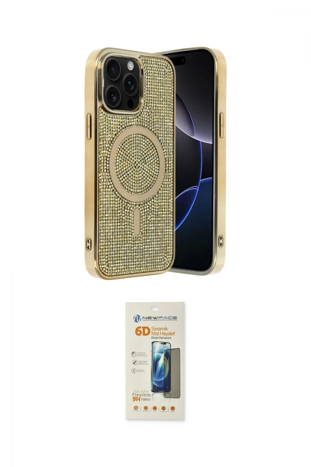 ieg™ iPhone 14 Pro Max Kılıf Eksen Çizgi - Siyah 6D Mat Seramik Hayalet Nano Ekran Koruyucu