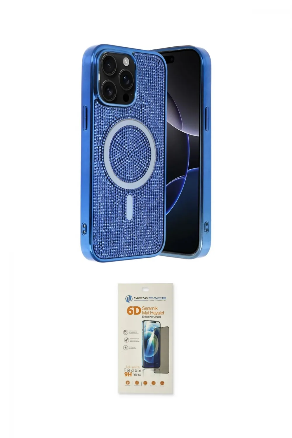 ieg™ iPhone 14 Pro Max Kılıf Eksen Çizgi - Siyah 6D Mat Seramik Hayalet Nano Ekran Koruyucu