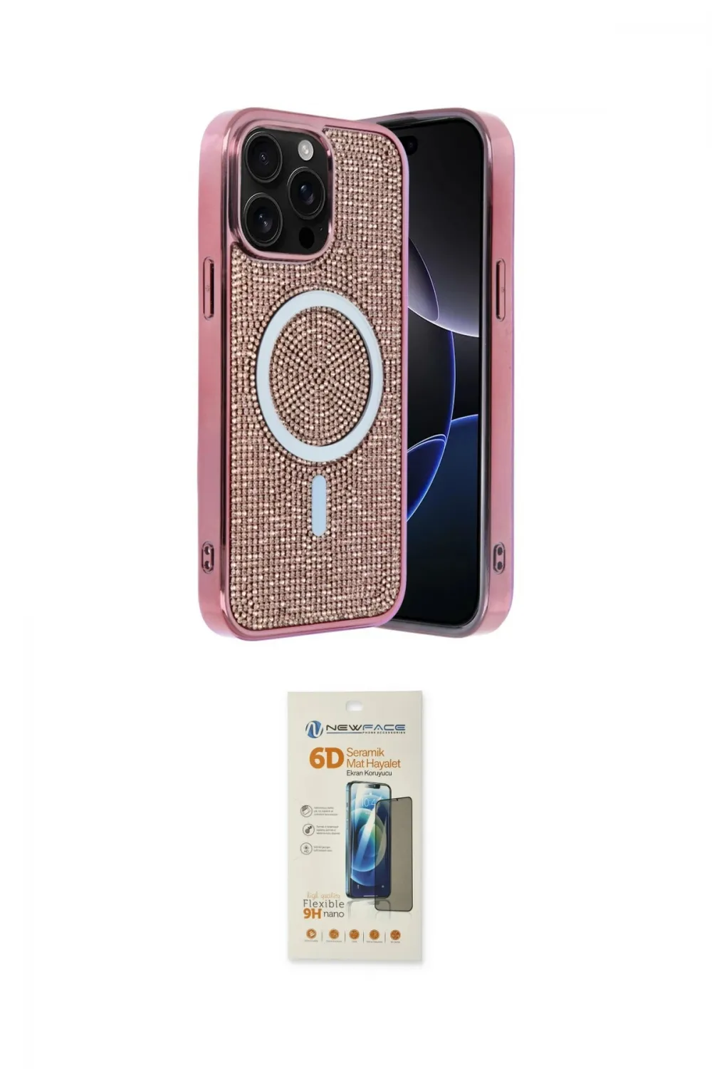 ieg™ iPhone 14 Pro Max Kılıf Eksen Çizgi - Siyah 6D Mat Seramik Hayalet Nano Ekran Koruyucu