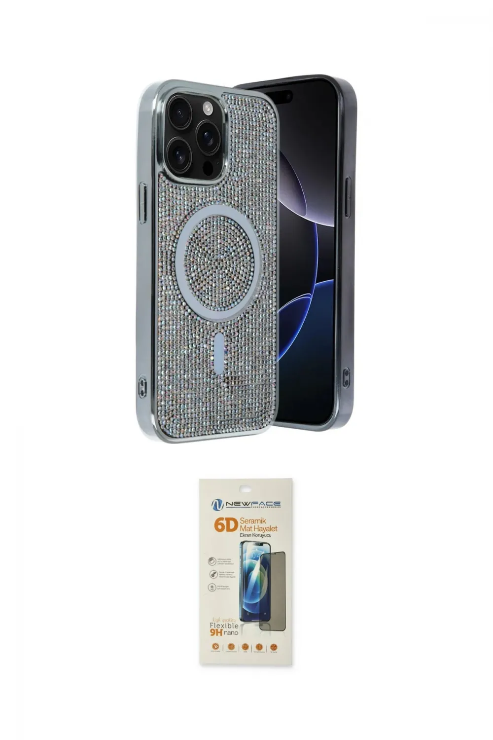 ieg™ iPhone 14 Pro Max Kılıf Eksen Çizgi - Siyah 6D Mat Seramik Hayalet Nano Ekran Koruyucu