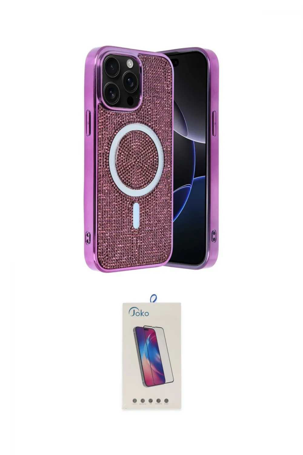 ieg™ iPhone 14 Pro Max Kılıf Eksen Çizgi - Siyah Joko 5D Cam