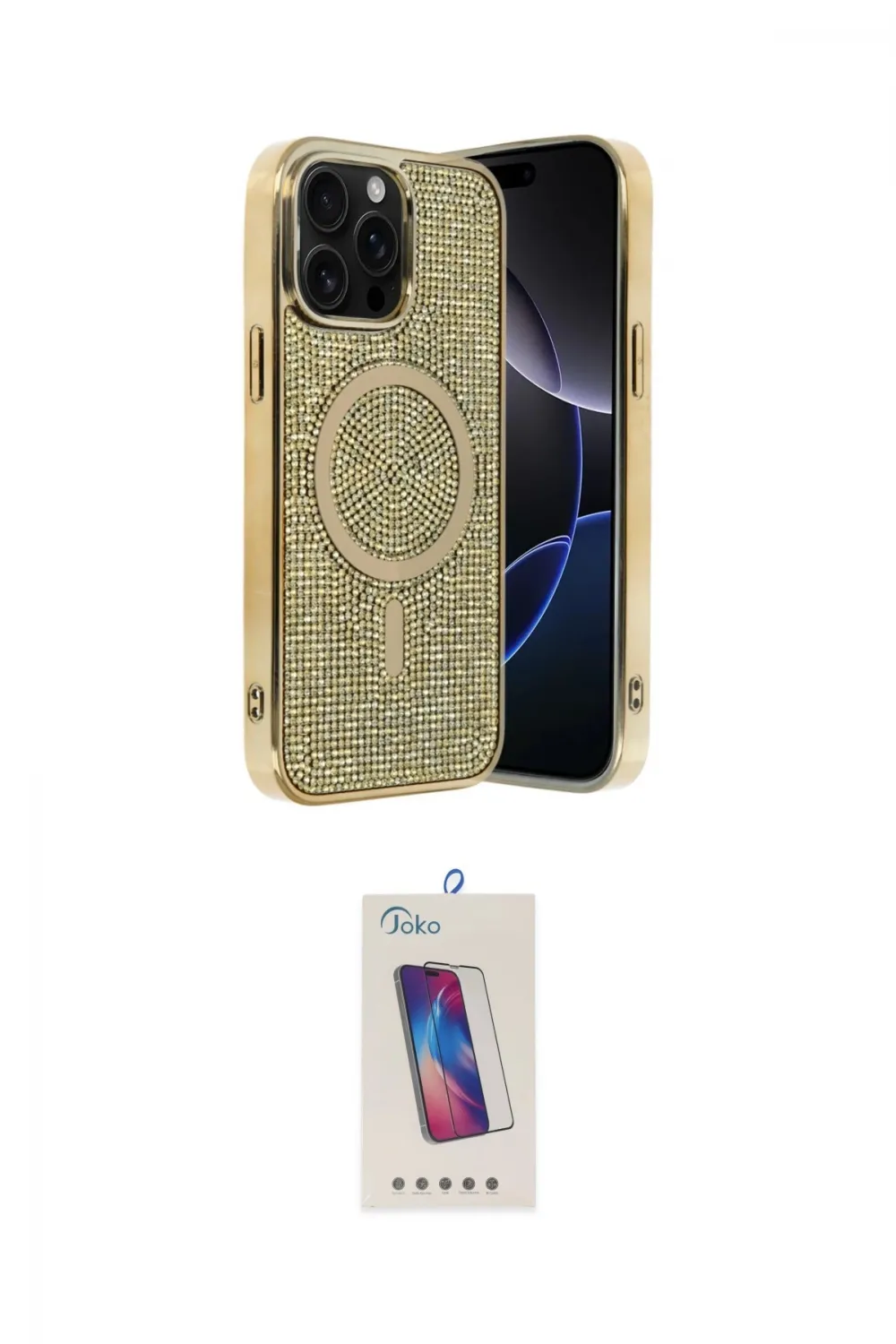 ieg™ iPhone 14 Pro Max Kılıf Eksen Çizgi - Siyah Joko 5D Cam