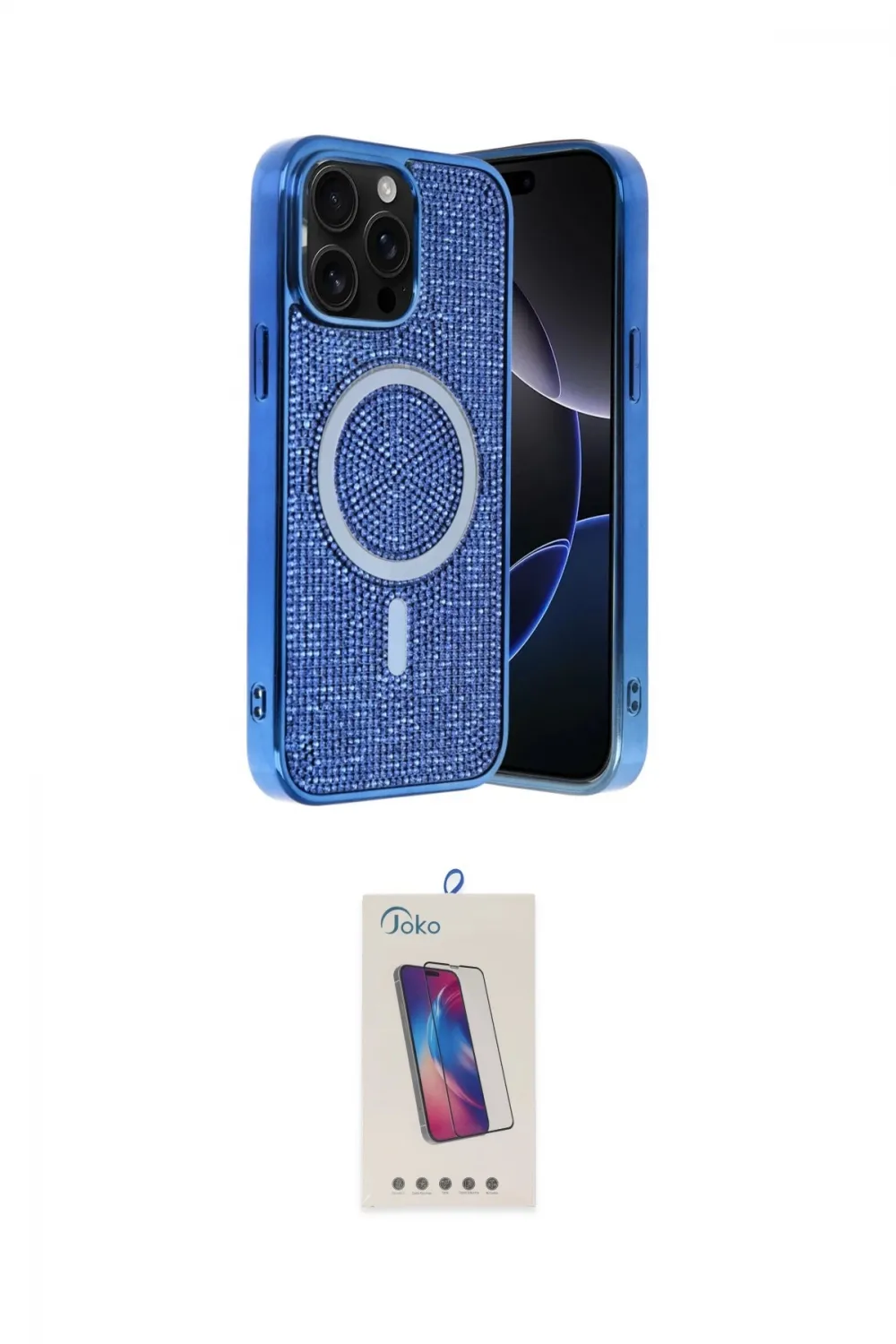 ieg™ iPhone 14 Pro Max Kılıf Eksen Çizgi - Siyah Joko 5D Cam