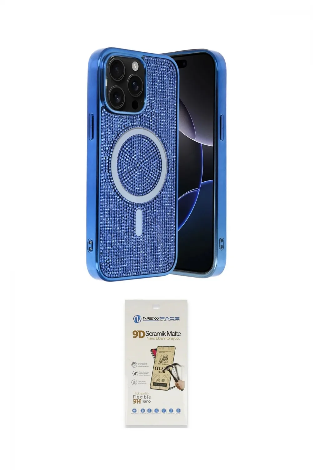 ieg™ iPhone 14 Pro Max Kılıf Eksen Çizgi - Siyah Mat Seramik Nano Ekran Koruyucu