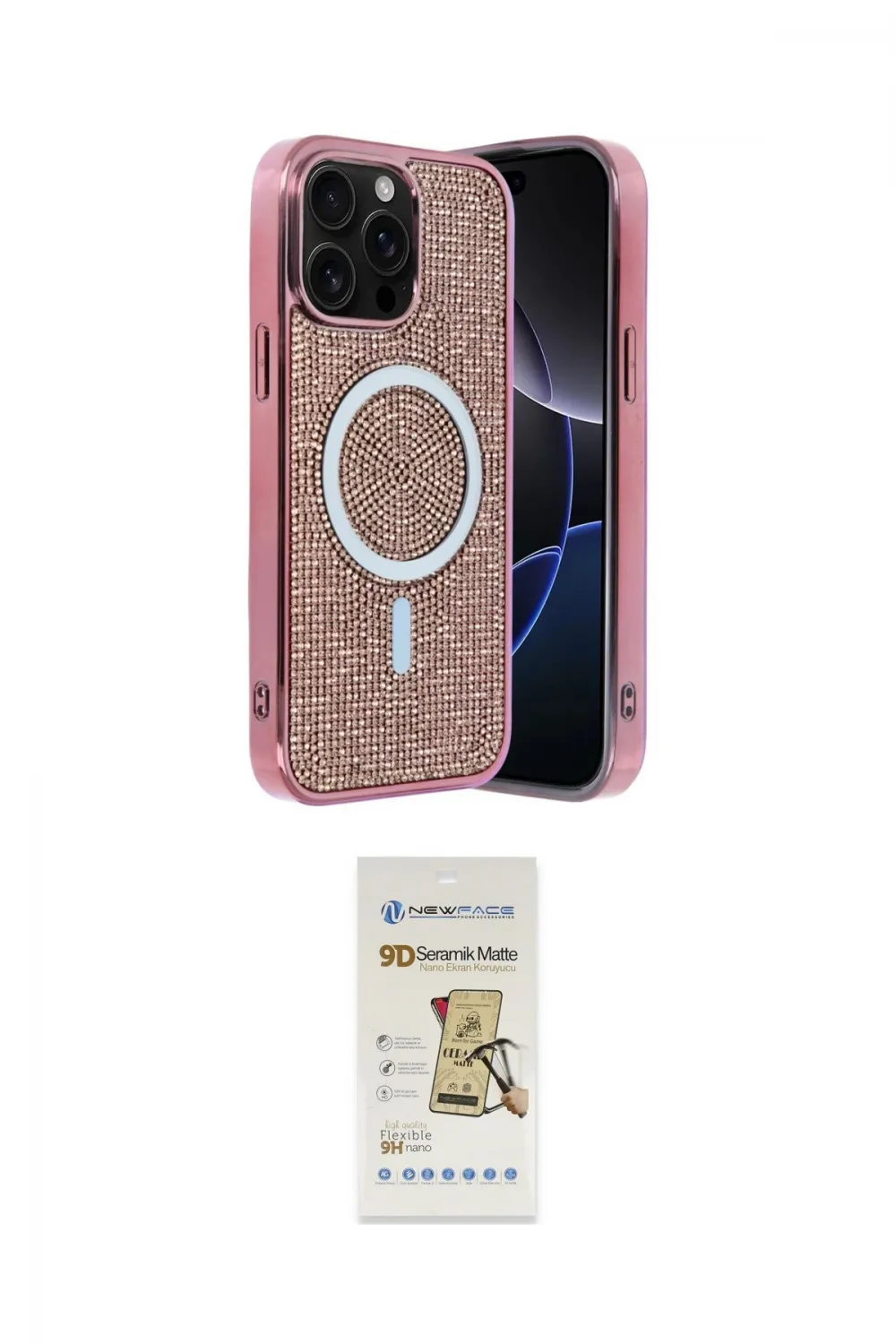 ieg™ iPhone 14 Pro Max Kılıf Eksen Çizgi - Siyah Mat Seramik Nano Ekran Koruyucu