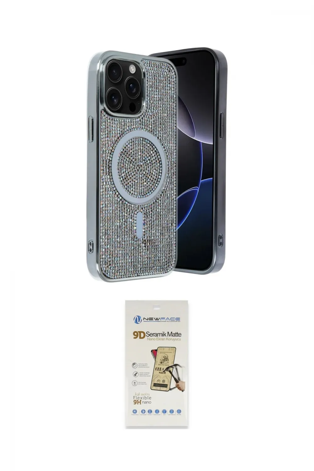 ieg™ iPhone 14 Pro Max Kılıf Eksen Çizgi - Siyah Mat Seramik Nano Ekran Koruyucu