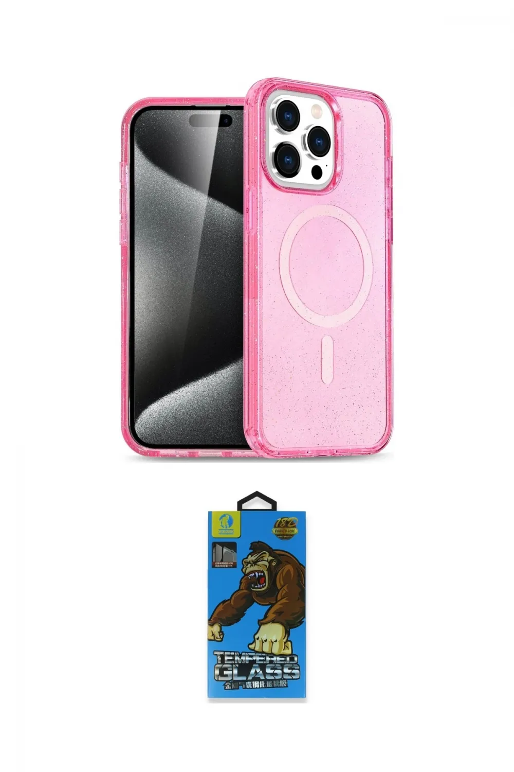 ieg™ iPhone 14 Pro Max Kılıf Eksen Doku Koleksiyonu - Siyah 18D Cam Ekran Koruyucu