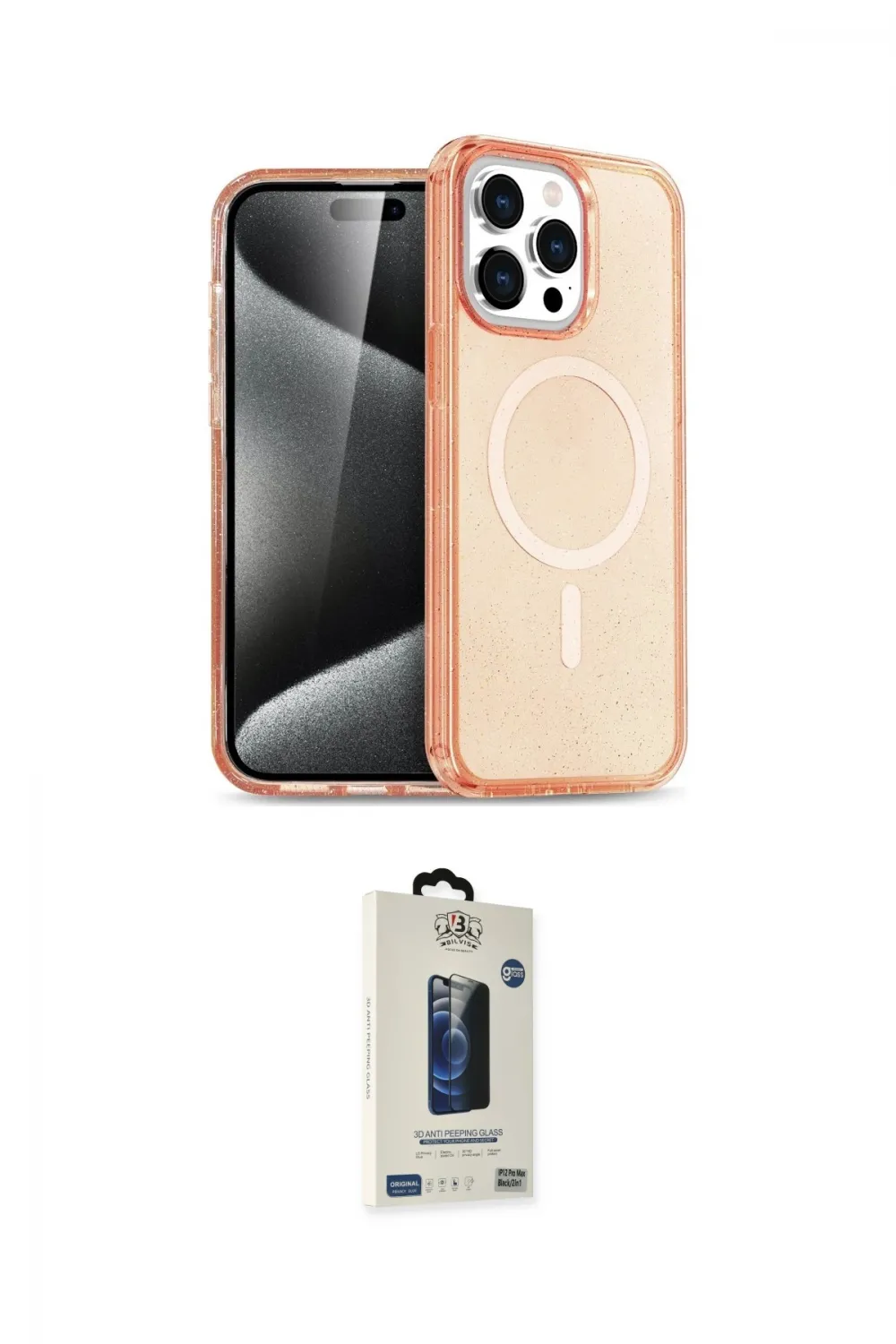 ieg™ iPhone 14 Pro Max Kılıf Eksen Doku Koleksiyonu - Siyah Bilvis Hayalet Cam Ekran Koruyucu