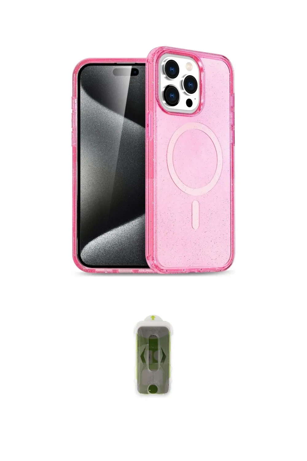 ieg™ iPhone 14 Pro Max Kılıf Eksen Doku Koleksiyonu - Siyah Joko Magic 5D Hayalet Cam