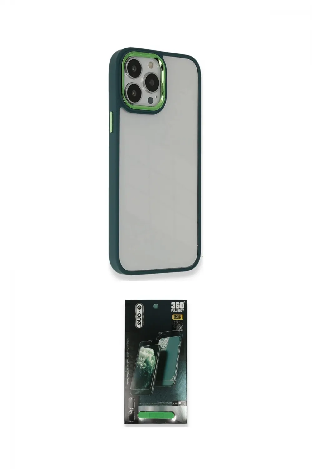 ieg™ iPhone 14 Pro Max Kılıf Eksen Doku Prime - Şeffaf 360 Full Body Arka Koruyucu