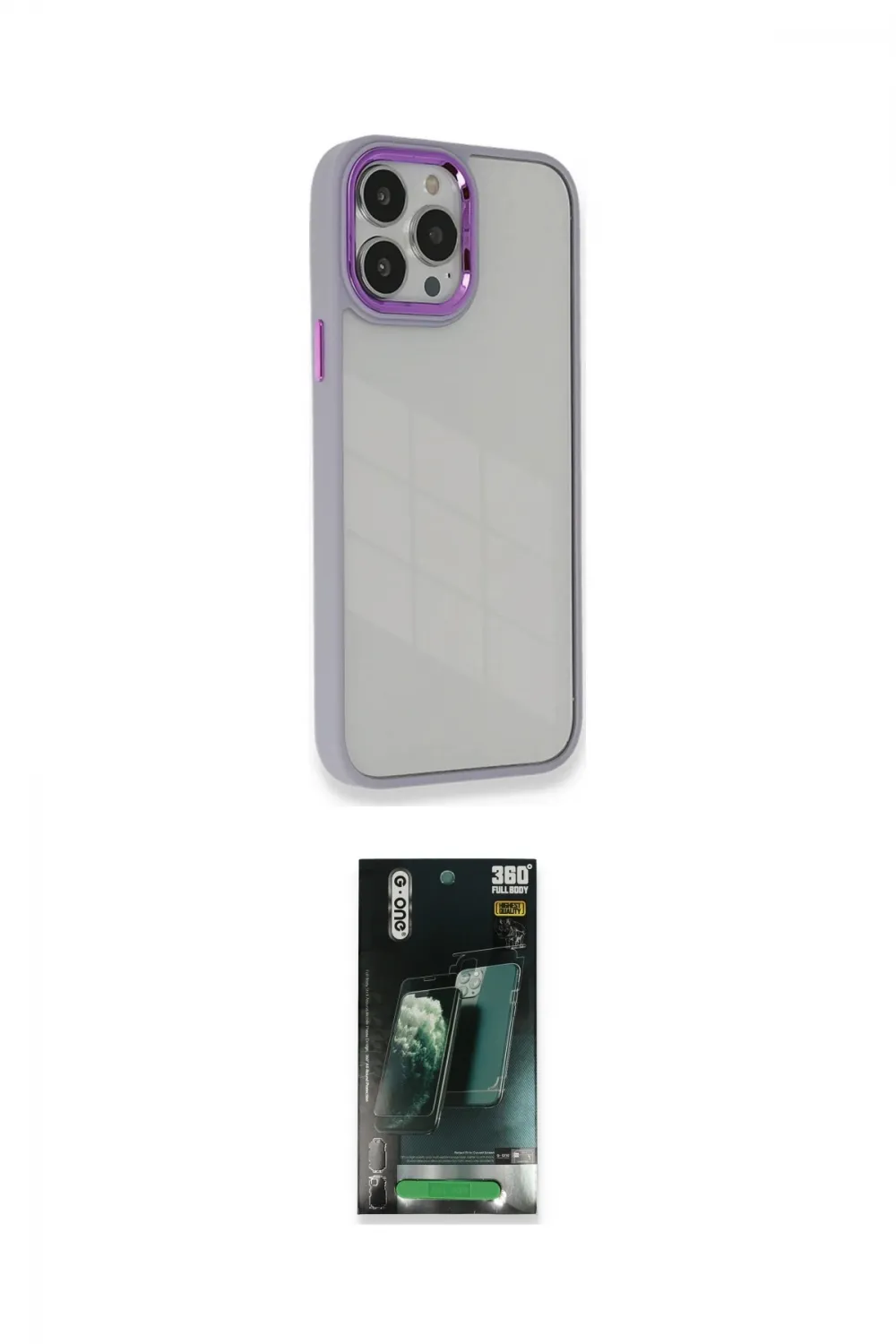 ieg™ iPhone 14 Pro Max Kılıf Eksen Doku Prime - Şeffaf 360 Full Body Arka Koruyucu
