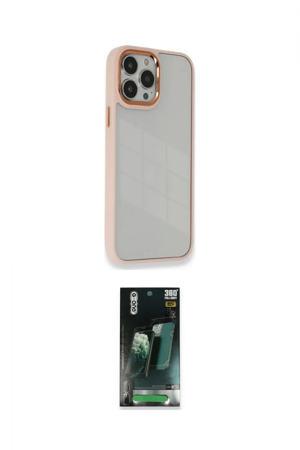 ieg™ iPhone 14 Pro Max Kılıf Eksen Doku Prime - Şeffaf 360 Full Body Arka Koruyucu