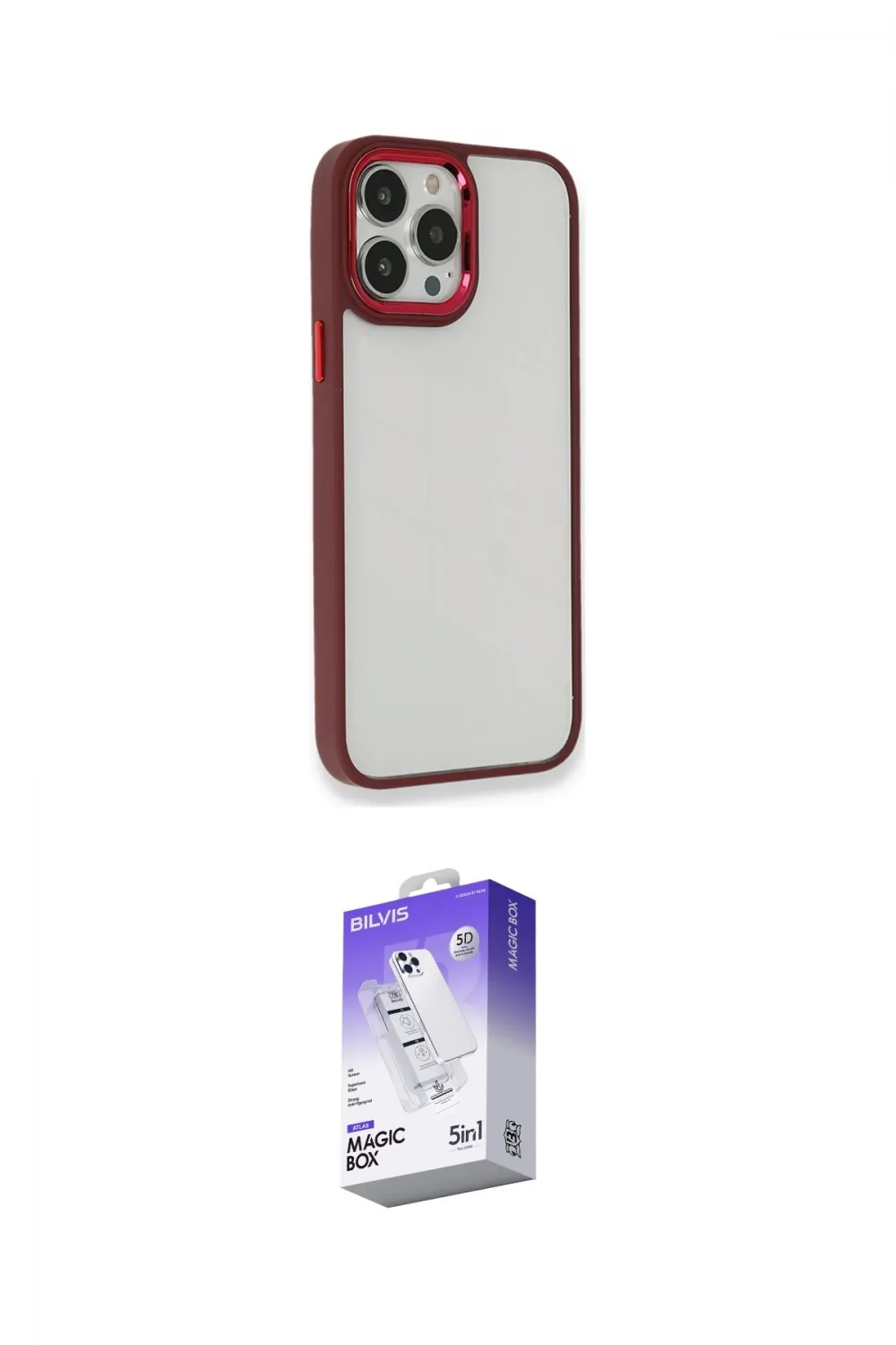 ieg™ iPhone 14 Pro Max Kılıf Eksen Doku Prime - Siyah Bilvis 5in1 3D Magic Cam Ekran Koruyucu