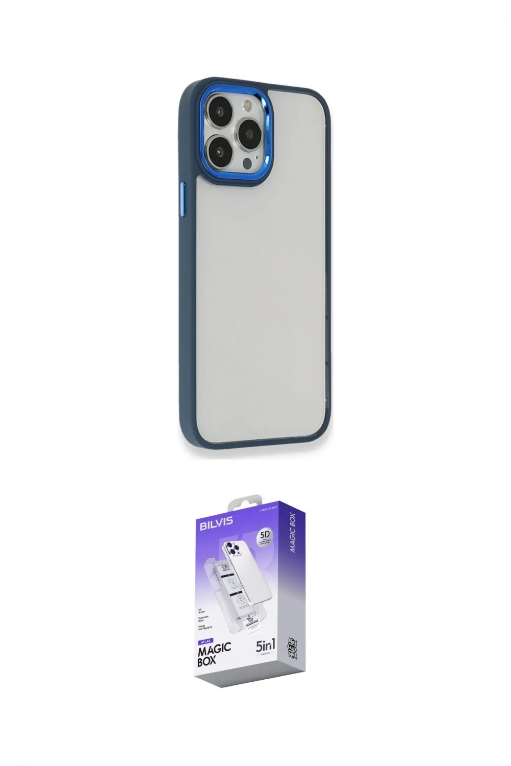 ieg™ iPhone 14 Pro Max Kılıf Eksen Doku Prime - Siyah Bilvis 5in1 3D Magic Cam Ekran Koruyucu