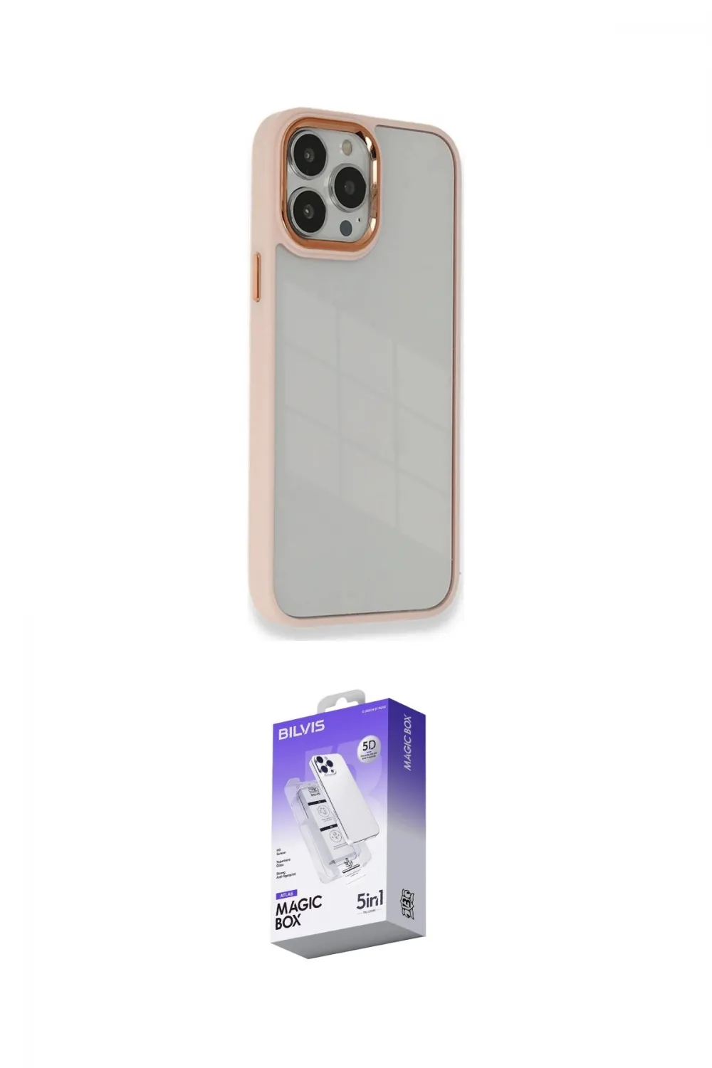 ieg™ iPhone 14 Pro Max Kılıf Eksen Doku Prime - Siyah Bilvis 5in1 3D Magic Cam Ekran Koruyucu