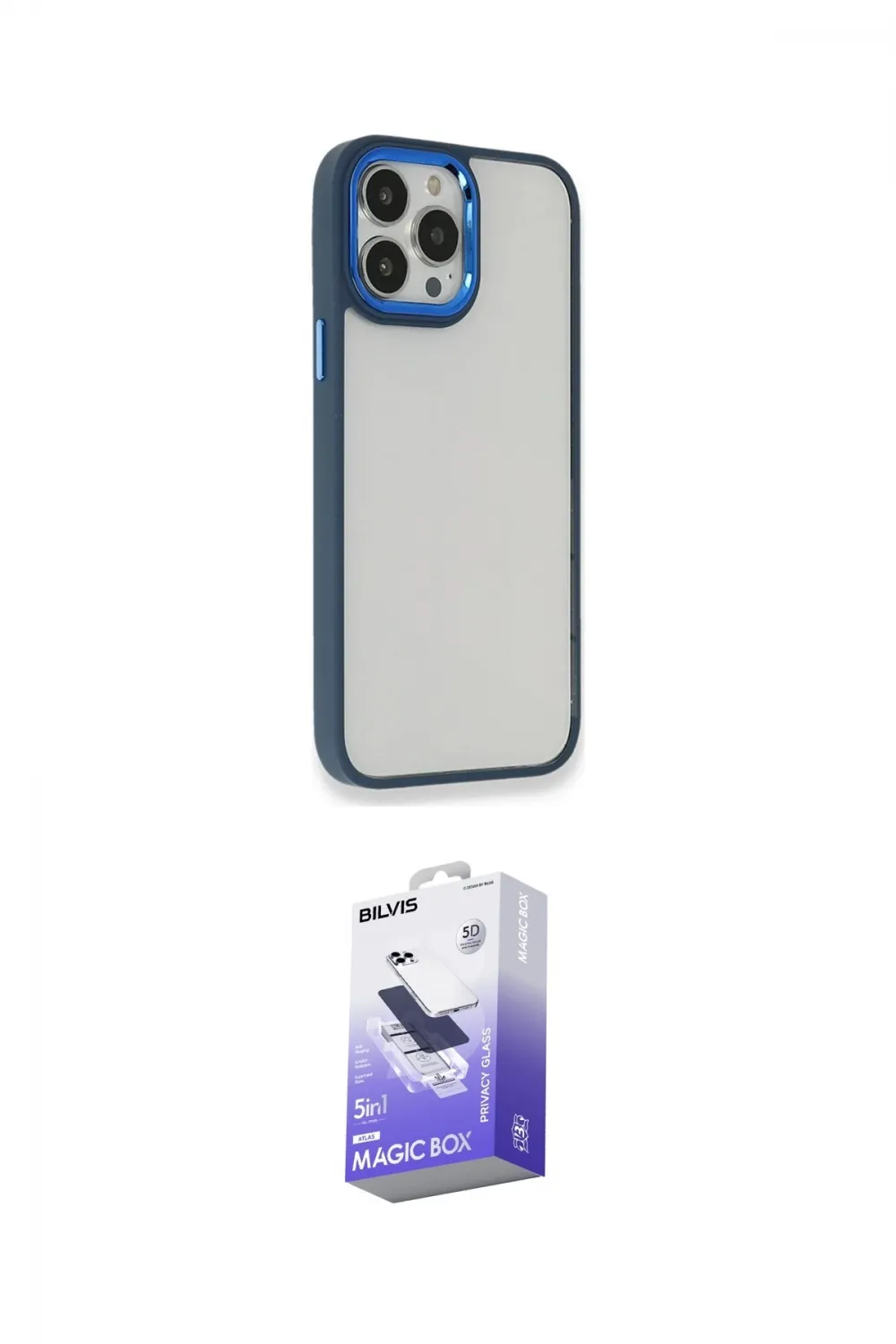 ieg™ iPhone 14 Pro Max Kılıf Eksen Doku Prime - Siyah Bilvis 5in1 5D Magic Hayalet Cam Ekran Koruyucu