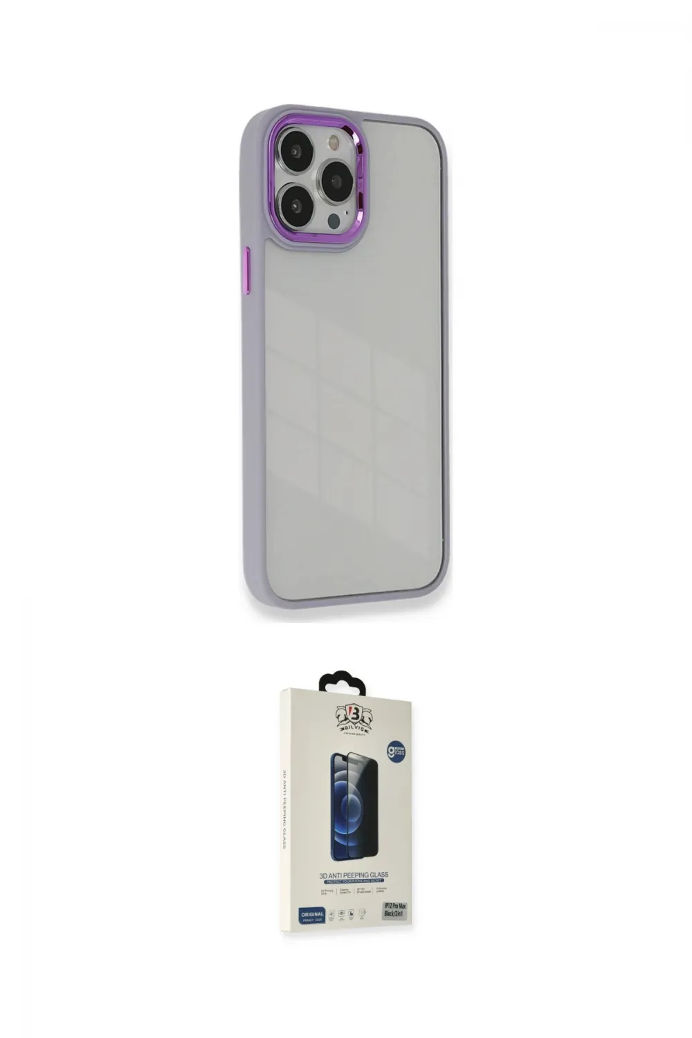 ieg™ iPhone 14 Pro Max Kılıf Eksen Doku Prime - Siyah Bilvis Hayalet Cam Ekran Koruyucu