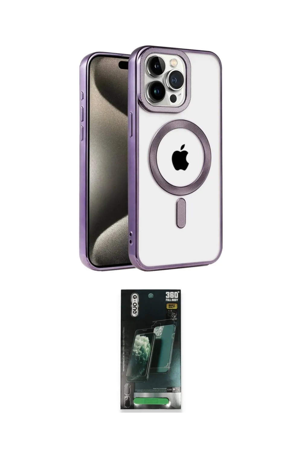 ieg™ iPhone 14 Pro Max Kılıf Eksen Form Koleksiyonu - Şeffaf 360 Full Body Arka Koruyucu