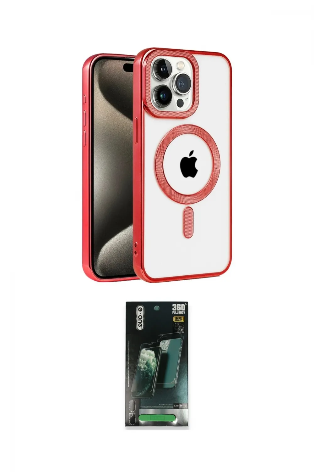 ieg™ iPhone 14 Pro Max Kılıf Eksen Form Koleksiyonu - Şeffaf 360 Full Body Arka Koruyucu