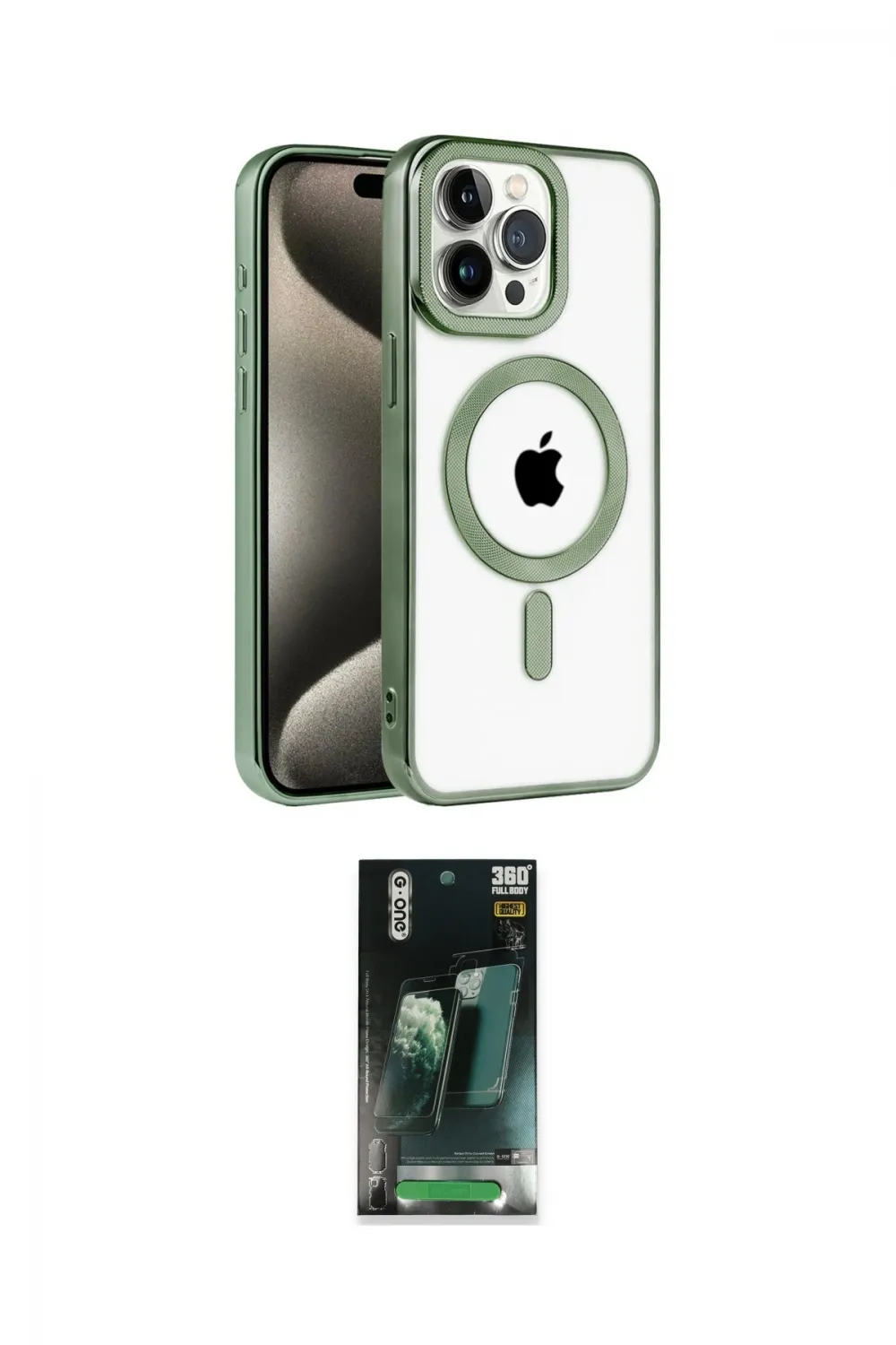 ieg™ iPhone 14 Pro Max Kılıf Eksen Form Koleksiyonu - Şeffaf 360 Full Body Arka Koruyucu