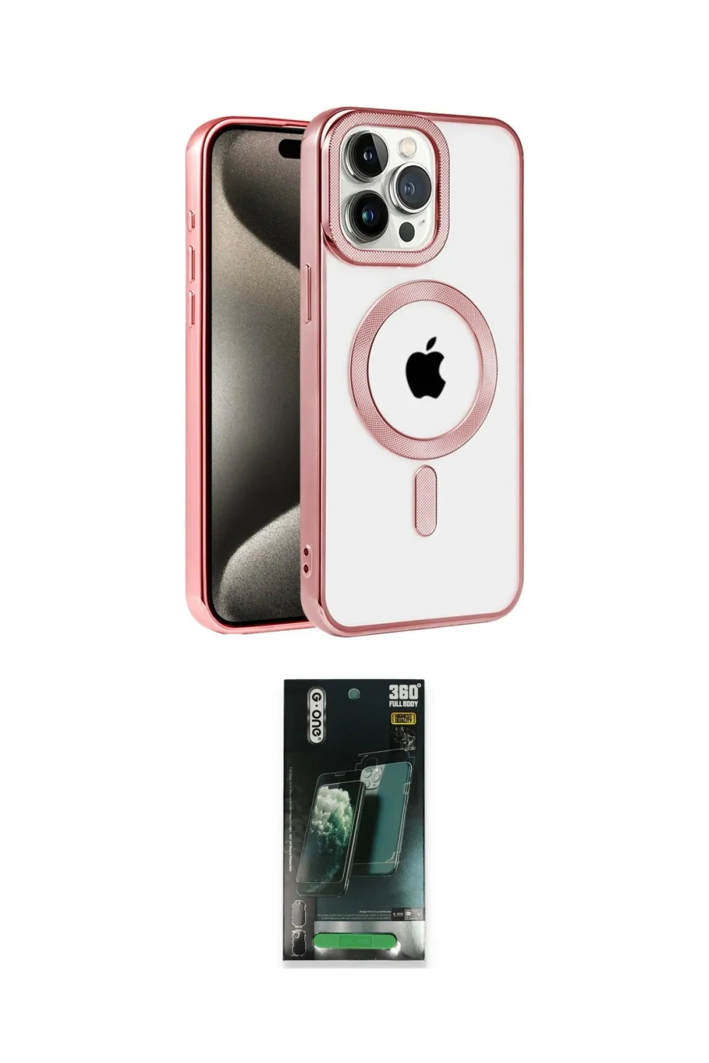ieg™ iPhone 14 Pro Max Kılıf Eksen Form Koleksiyonu - Şeffaf 360 Full Body Arka Koruyucu